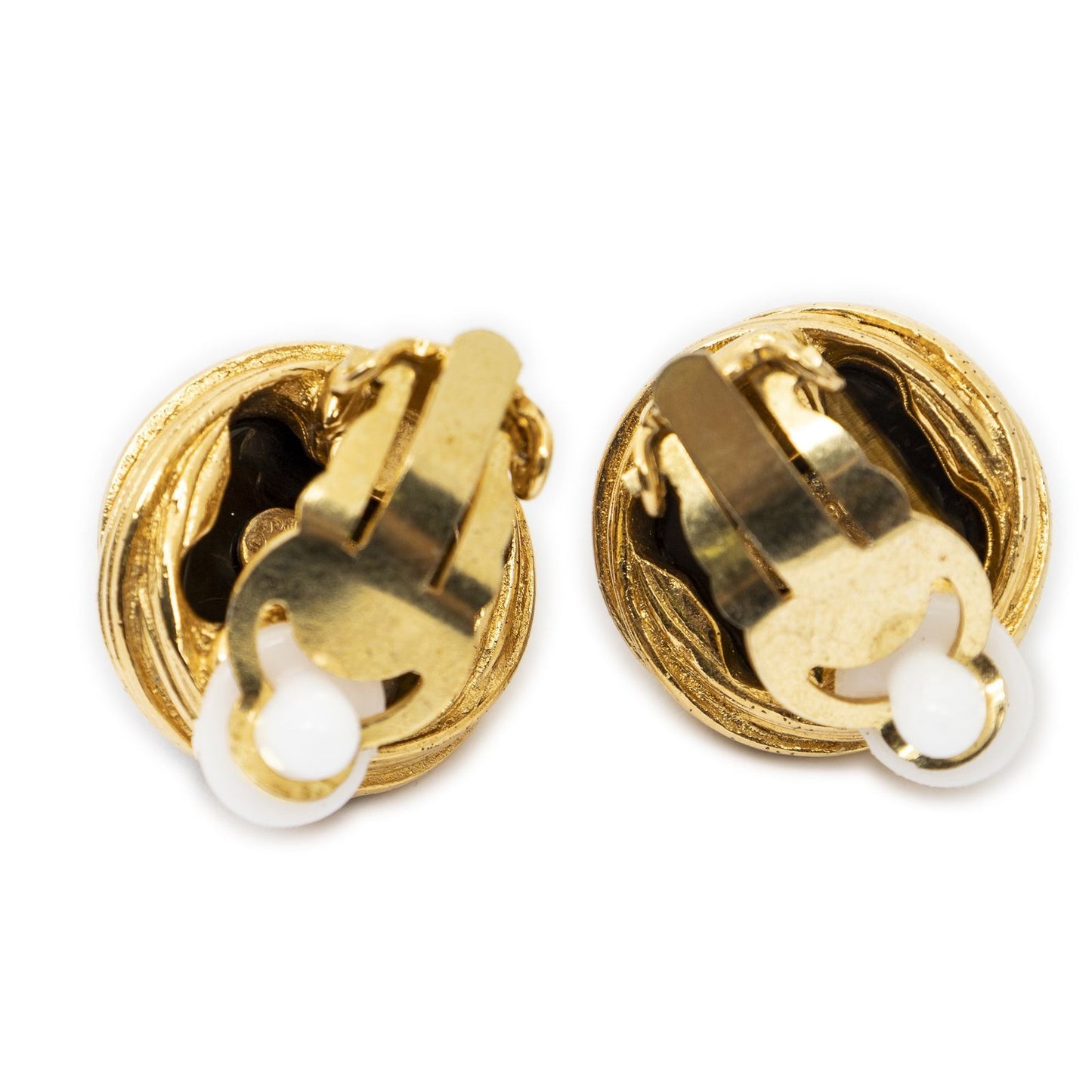 Chanel CC Logo Heart Clip Type Earrings Gold Plated — view 2