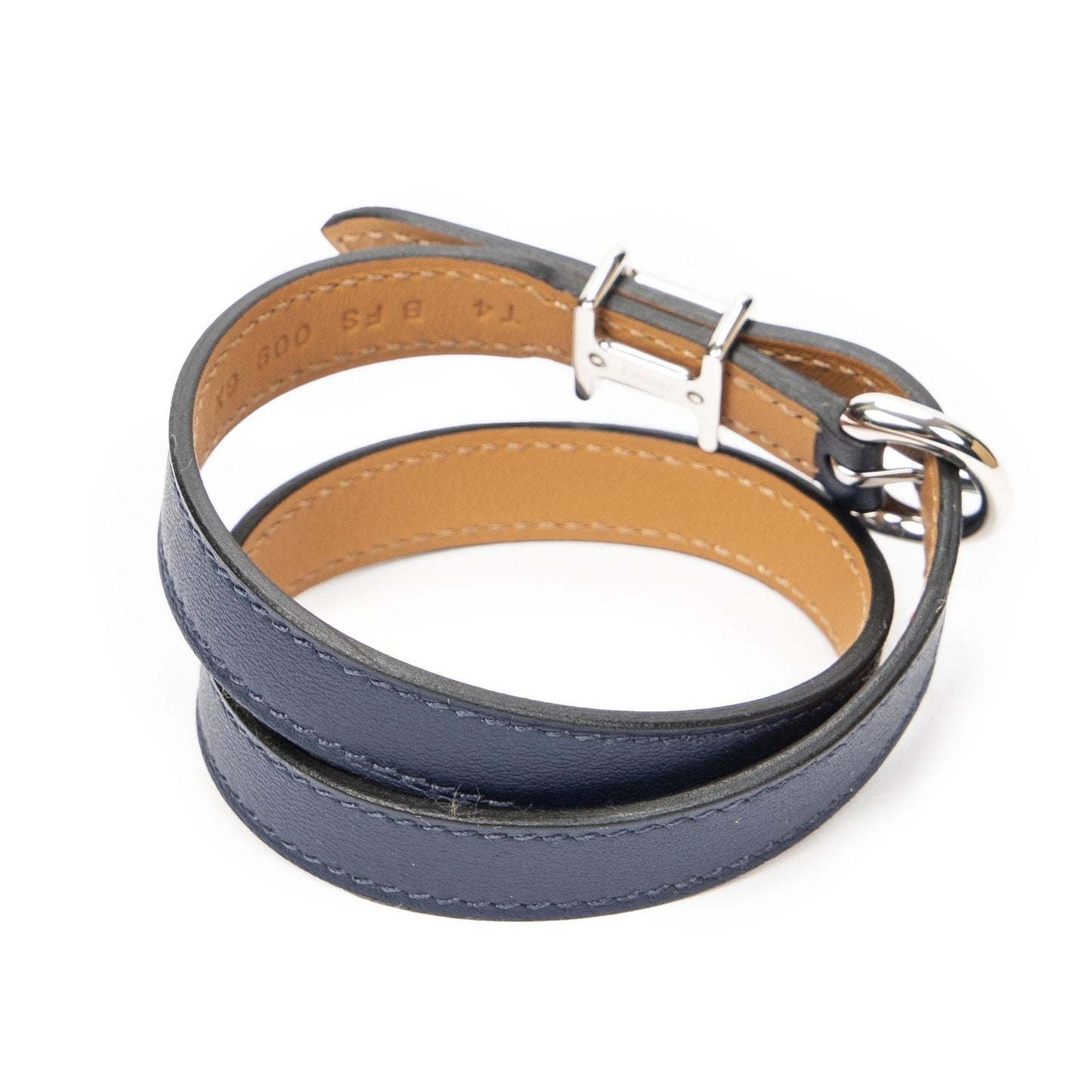 Hermes Trench Double Tour Bracelet Navy Swift Leather — view 2