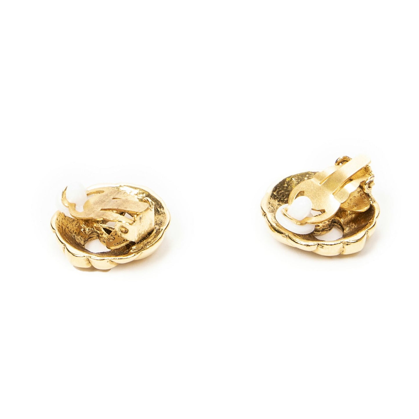 Chanel CC Logo Round Clip Type Earrings Gold Plated — view 2