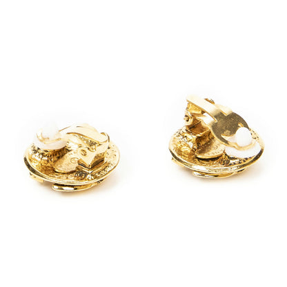 Chanel CC Logo Round Clip Type Earrings Gold Plated — view 2