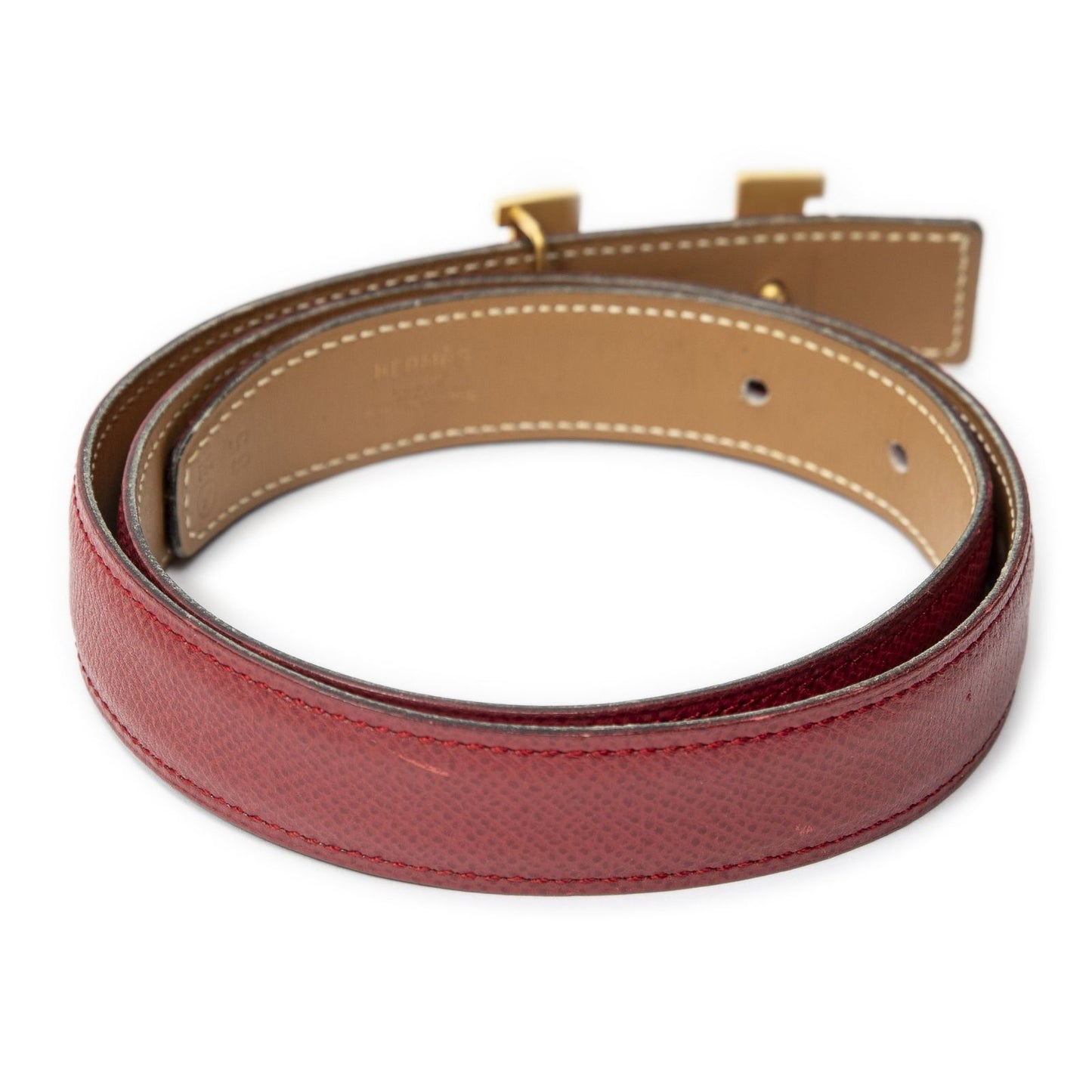 Hermes Constance Belt 32 mm Red Tank Lechevel Leather — view 3
