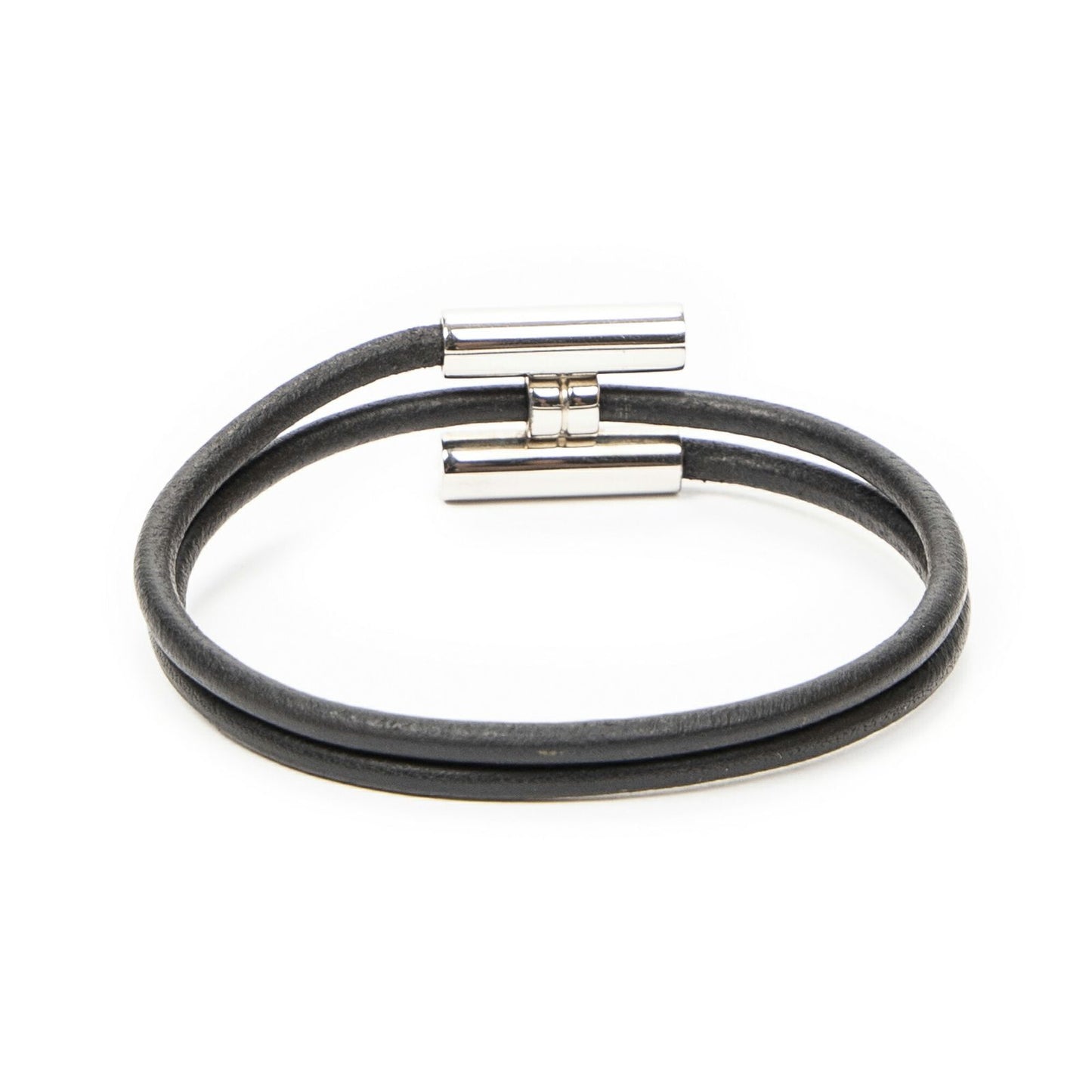 Hermes Tournis Tresse Bracelet Black Calfskin Leather — view 2