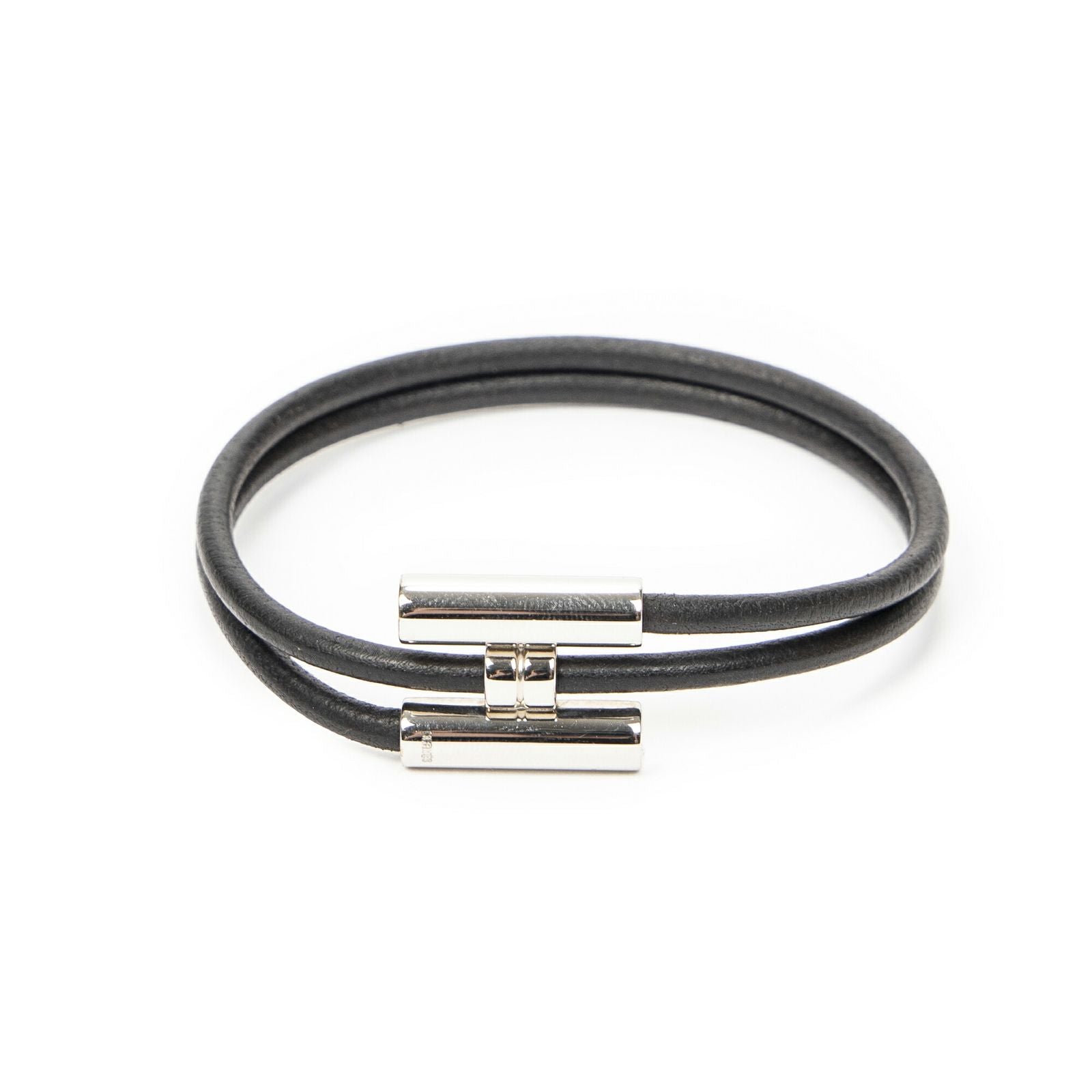 Hermes Tournis Tresse Bracelet Black Calfskin Leather