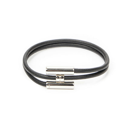 Hermes Tournis Tresse Bracelet Black Calfskin Leather