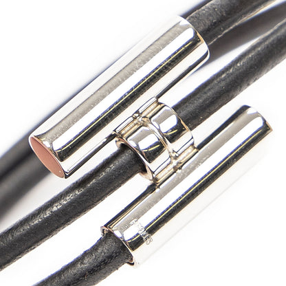 Hermes Tournis Tresse Bracelet Black Calfskin Leather — view 3