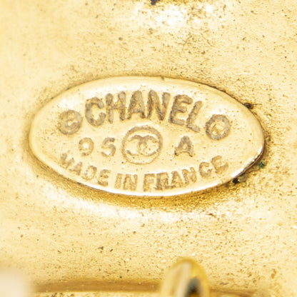 Chanel CC Gripois Dangle Clip on Earrings Gold Brown Plated — view 3