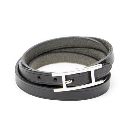 Hermes Behapi Triple Bracelet Black Swift Leather