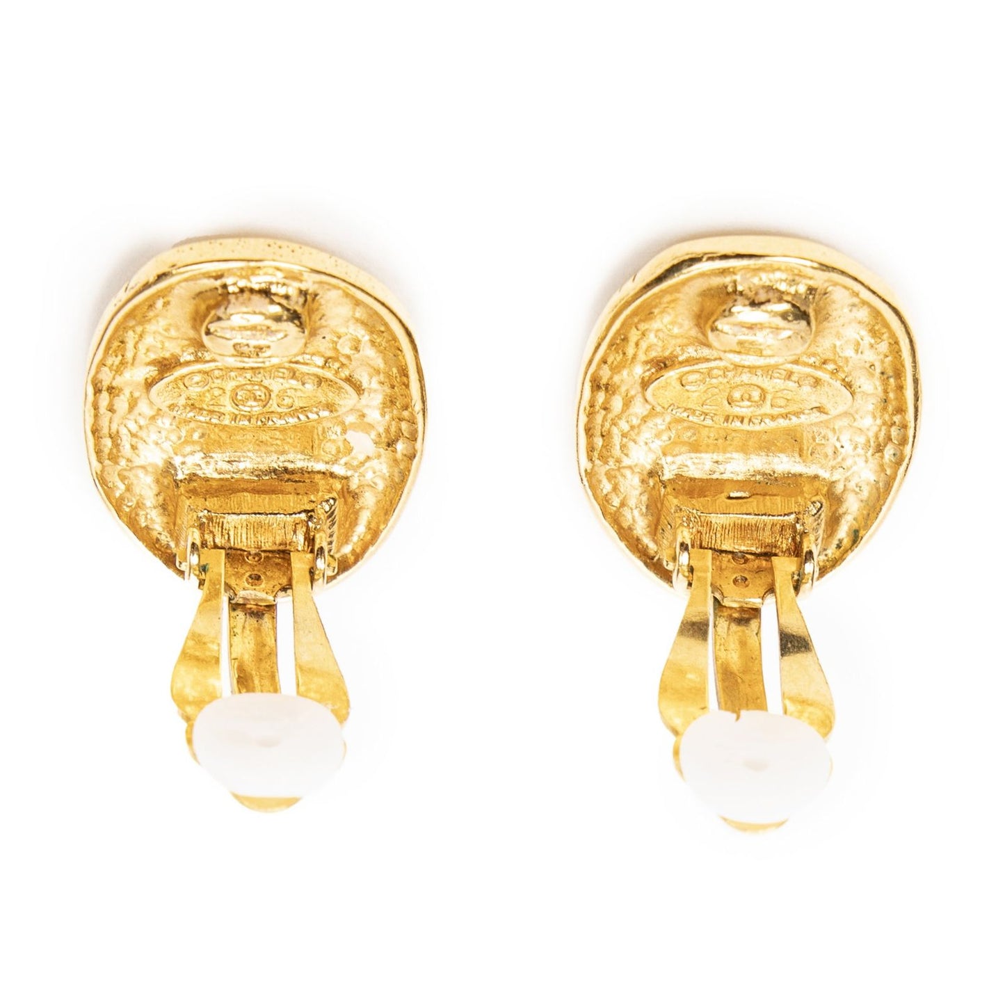 Chanel CC Oval Clip on Earrings Gold Plated — view 3
