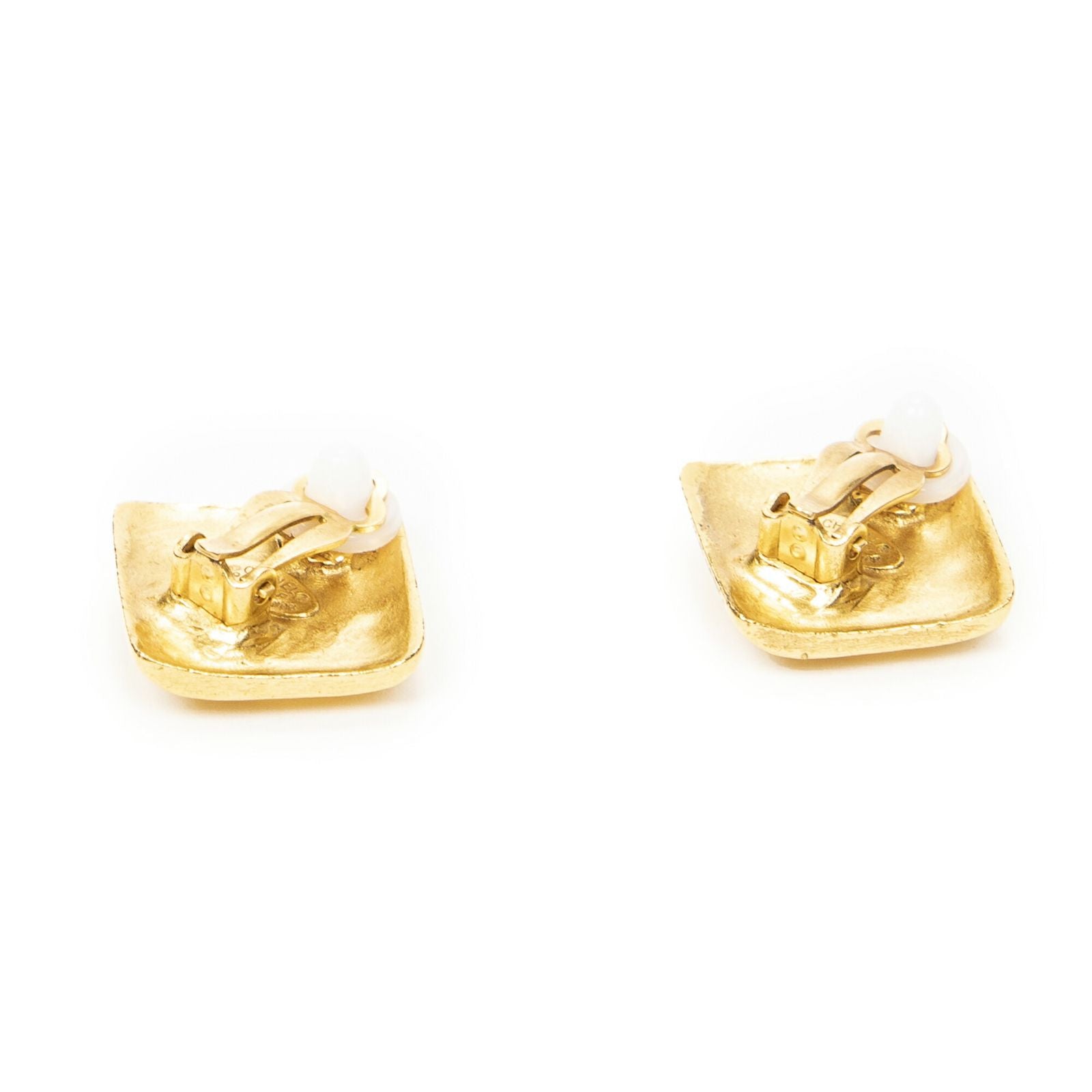 Chanel CC Diamond Clip on Earrings Gold Plated — view 2