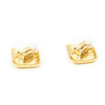 Chanel CC Diamond Clip on Earrings Gold Plated — view 2