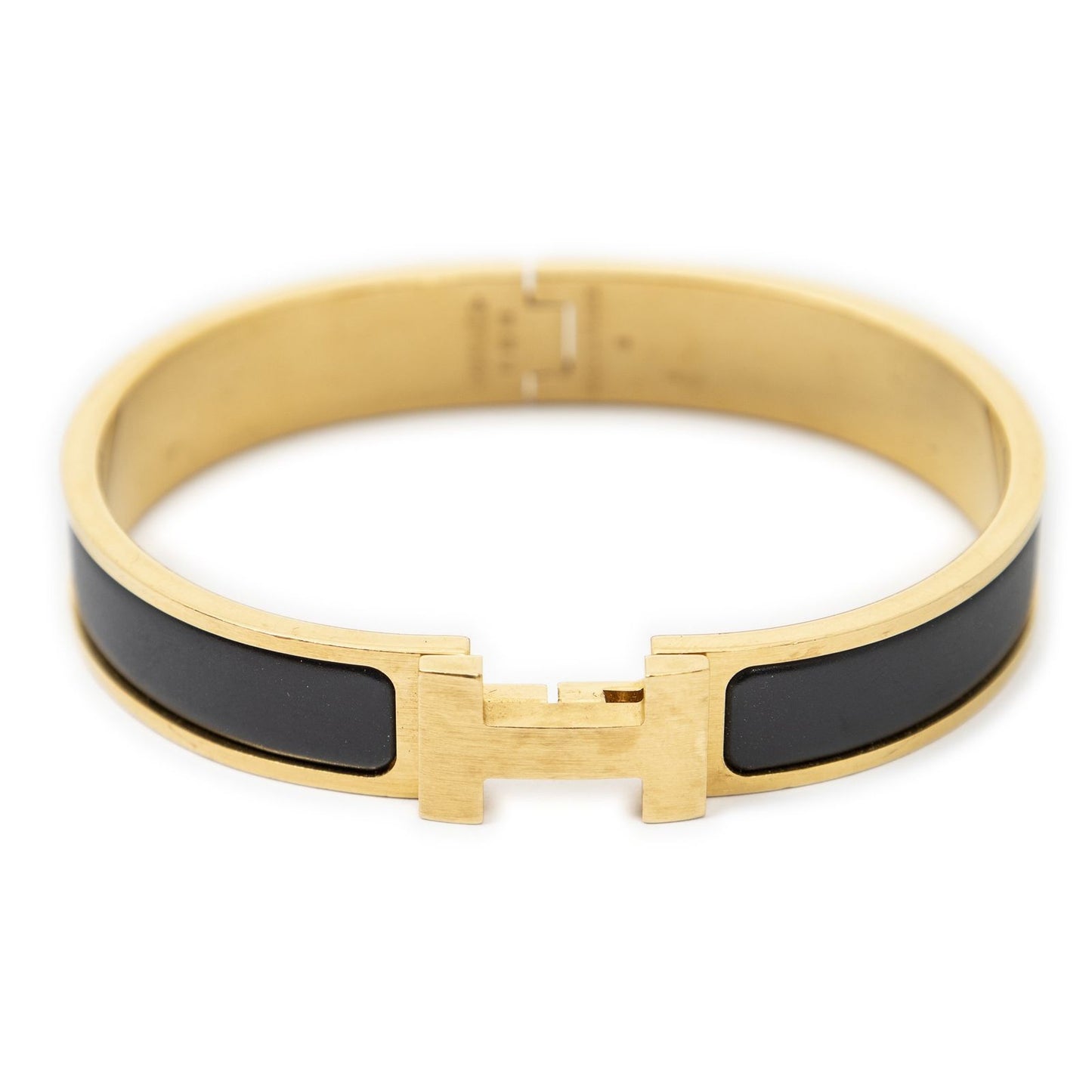 Hermes Clic Clac Bracelet Black Gold Plated