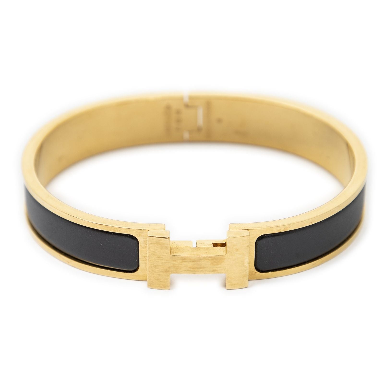 Hermes Clic Clac Bracelet Black Gold Plated