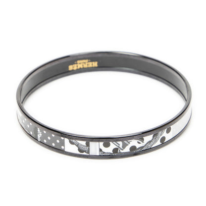Hermes Enamel Bangle Black White Clic Clac ? Pois Motif Bracelet — view 2