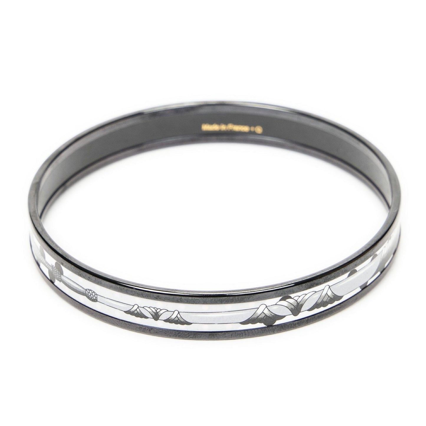 Hermes Enamel Bangle Black White Clic Clac ? Pois Motif Bracelet — view 3