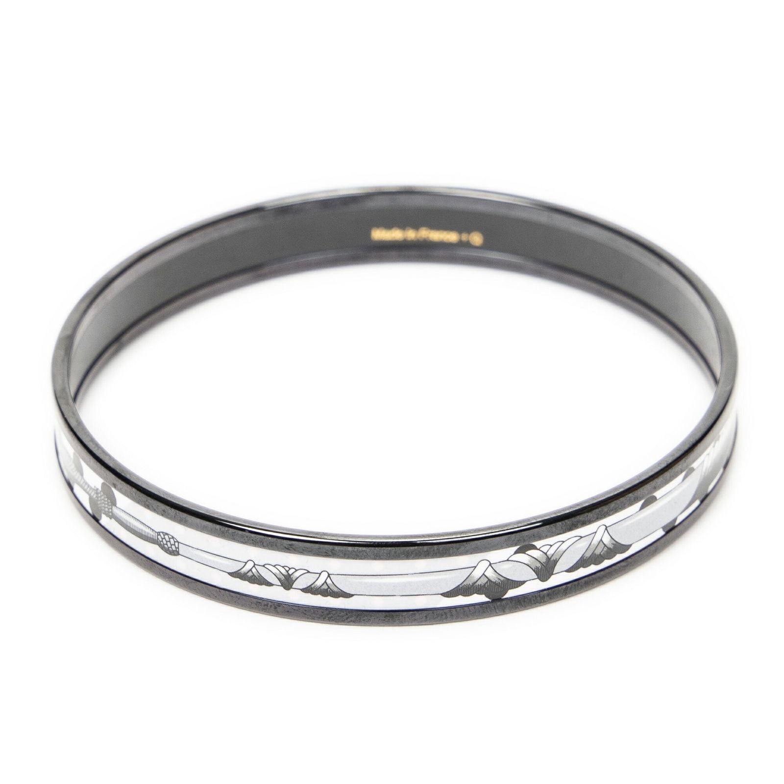 Hermes Enamel Bangle Black White Clic Clac ? Pois Motif Bracelet — view 3