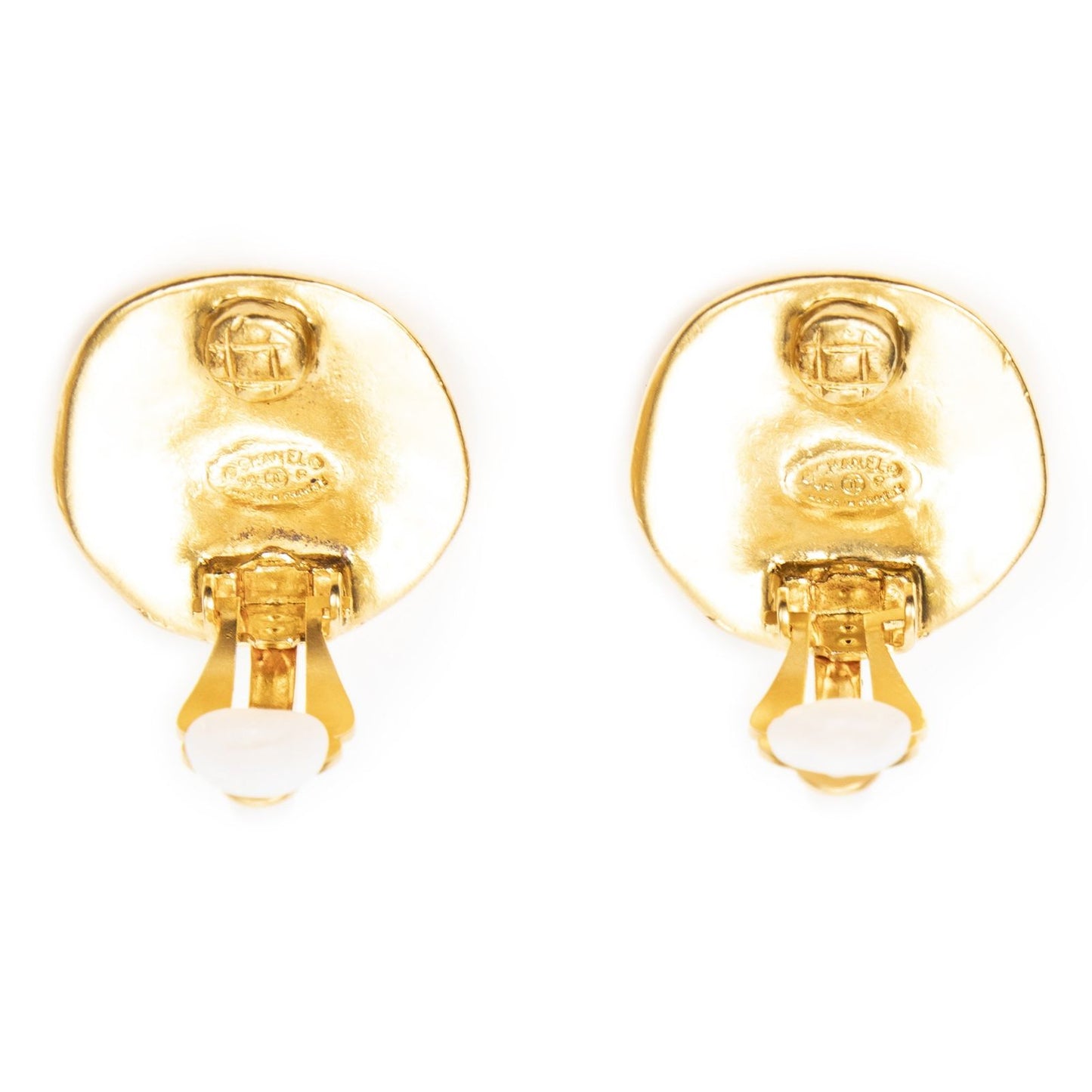 Chanel CC Logo Round Clip Type Earrings Gold Plated — view 4