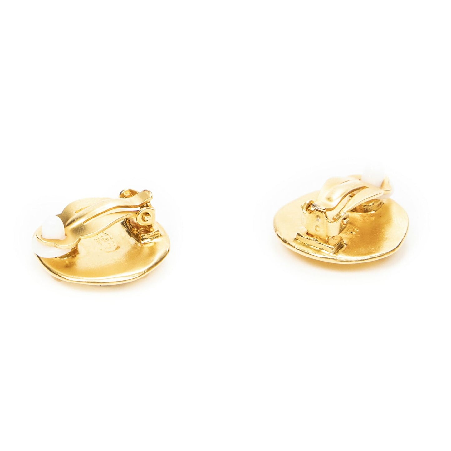 Chanel CC Logo Round Clip Type Earrings Gold Plated — view 2