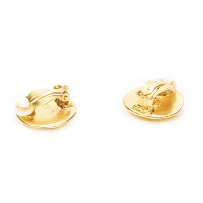 Chanel CC Logo Round Clip Type Earrings Gold Plated — view 2