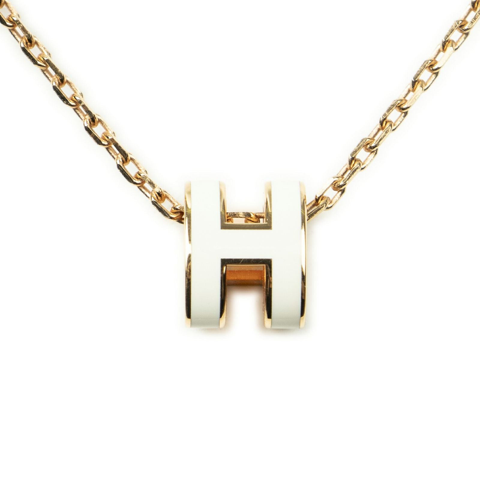 Hermes Mini Pop Pendant Necklace White Gold Plated — view 2