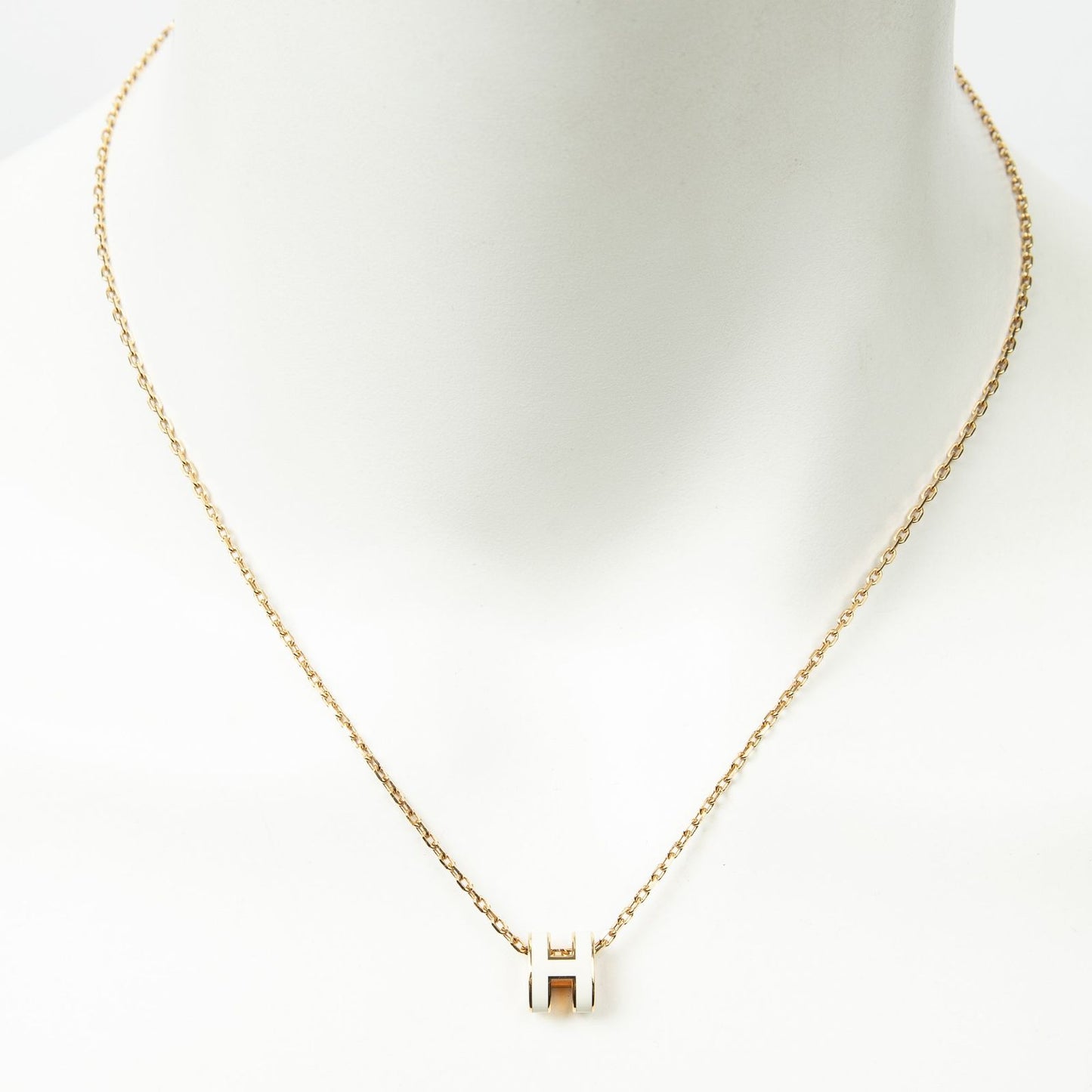 Hermes Mini Pop Pendant Necklace White Gold Plated