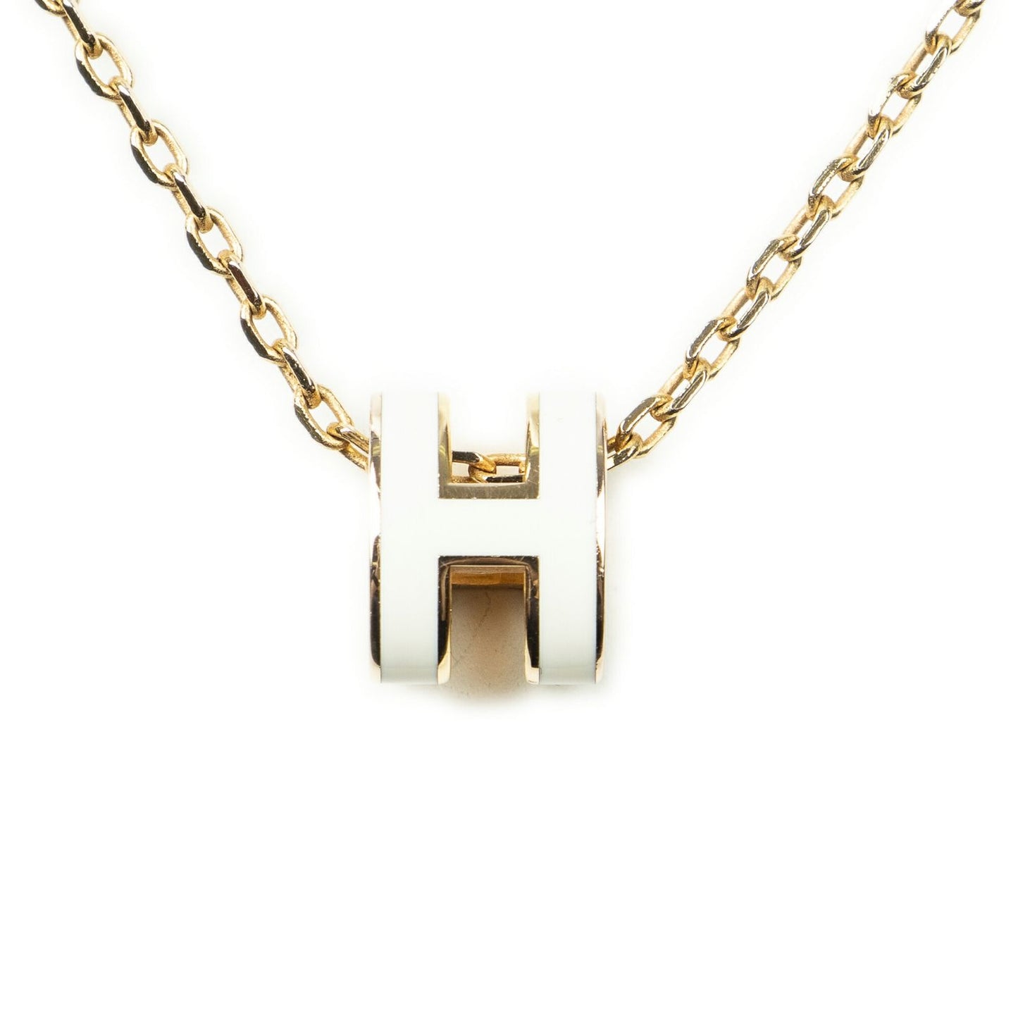 Hermes Mini Pop Pendant Necklace White Gold Plated — view 2