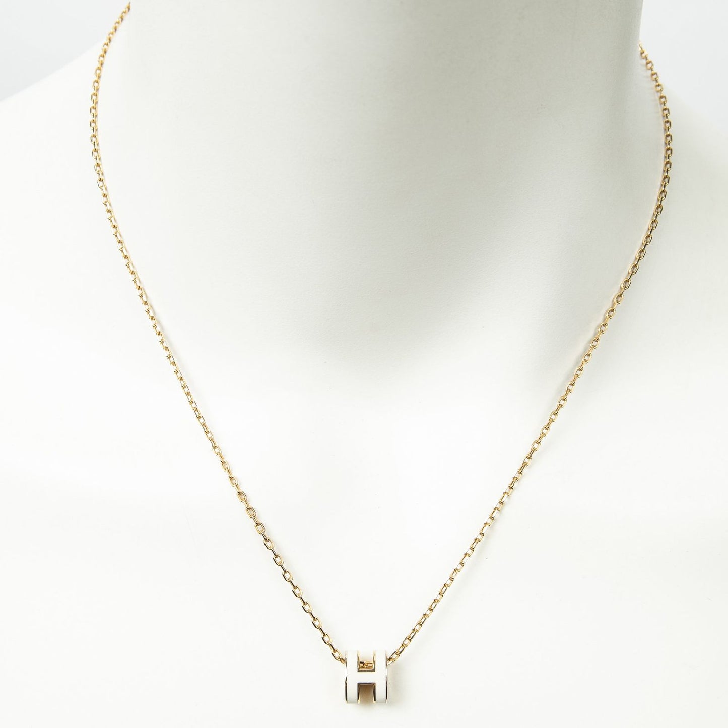 Hermes Mini Pop Pendant Necklace White Gold Plated
