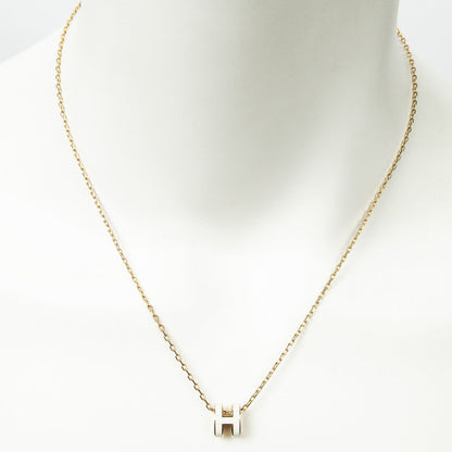 Hermes Mini Pop Pendant Necklace White Gold Plated