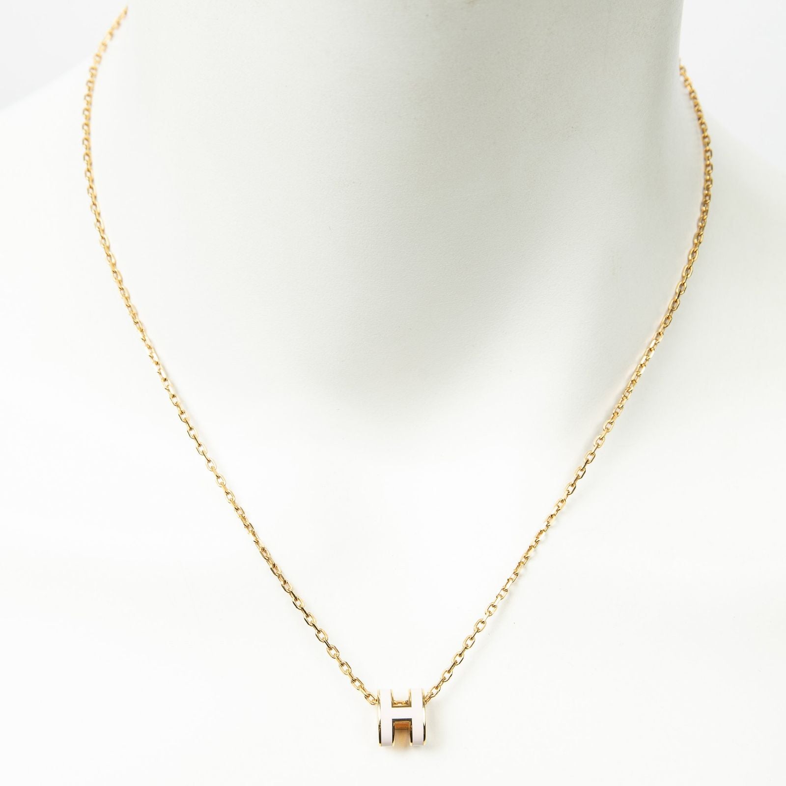 Hermes Mini Pop Pendant Necklace Pink Gold Plated
