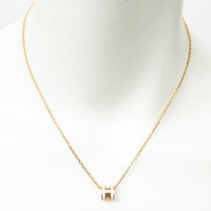 Hermes Mini Pop Pendant Necklace Pink Gold Plated