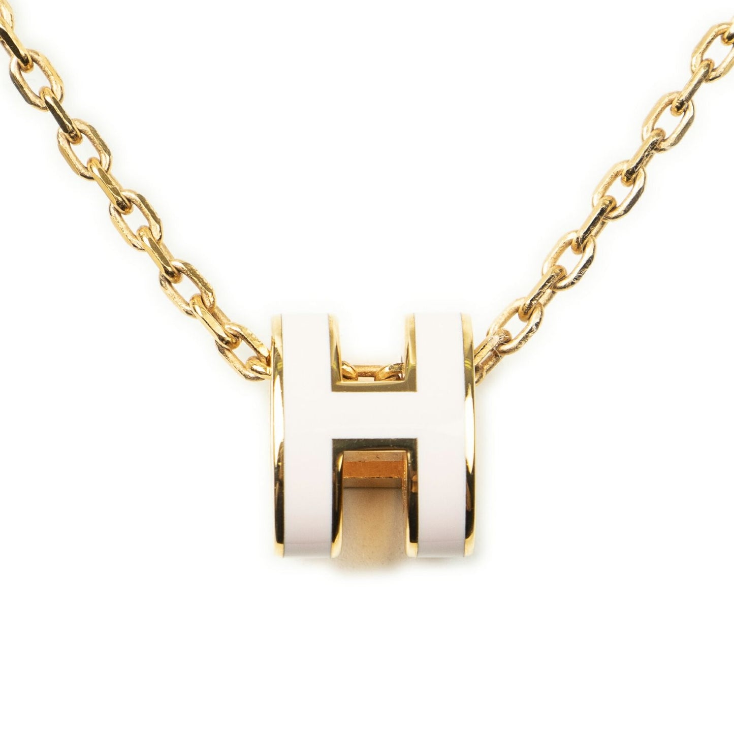 Hermes Mini Pop Pendant Necklace Pink Gold Plated — view 2