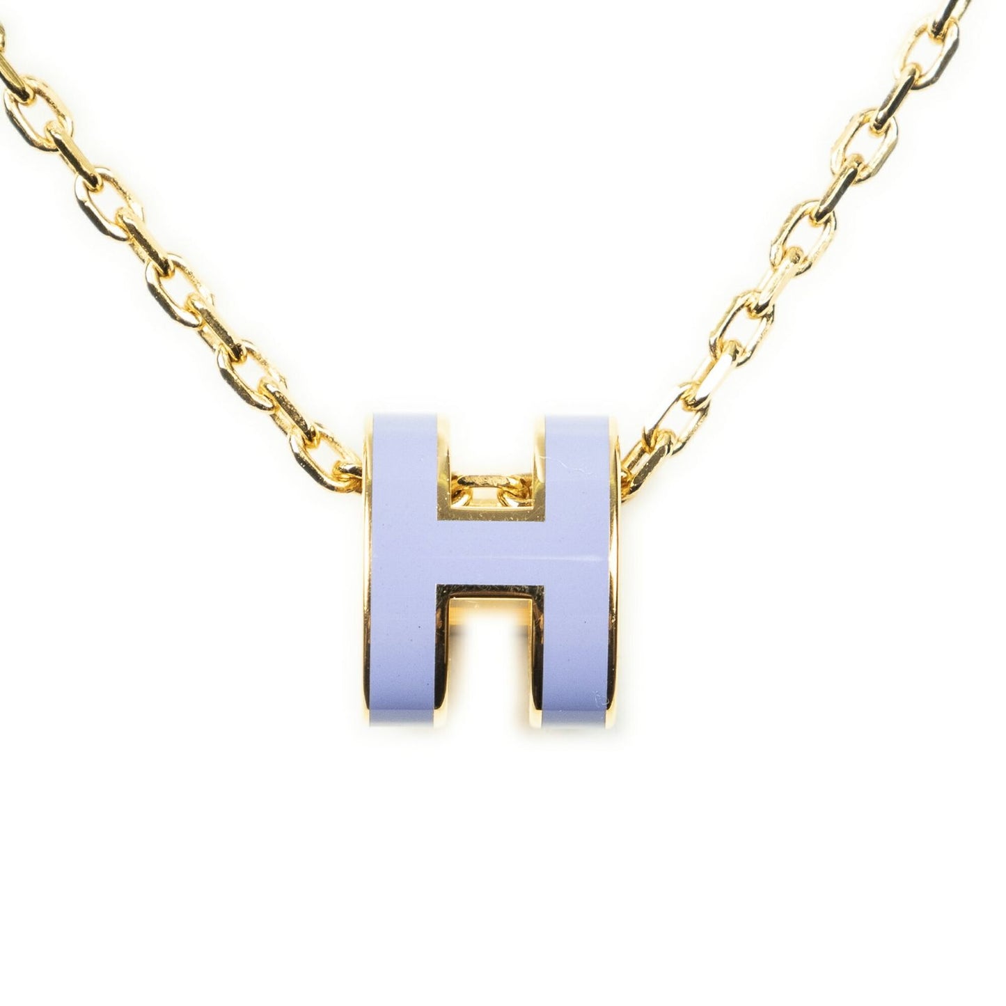 Hermes Mini Pop Pendant Necklace Purple Gold Plated — view 2