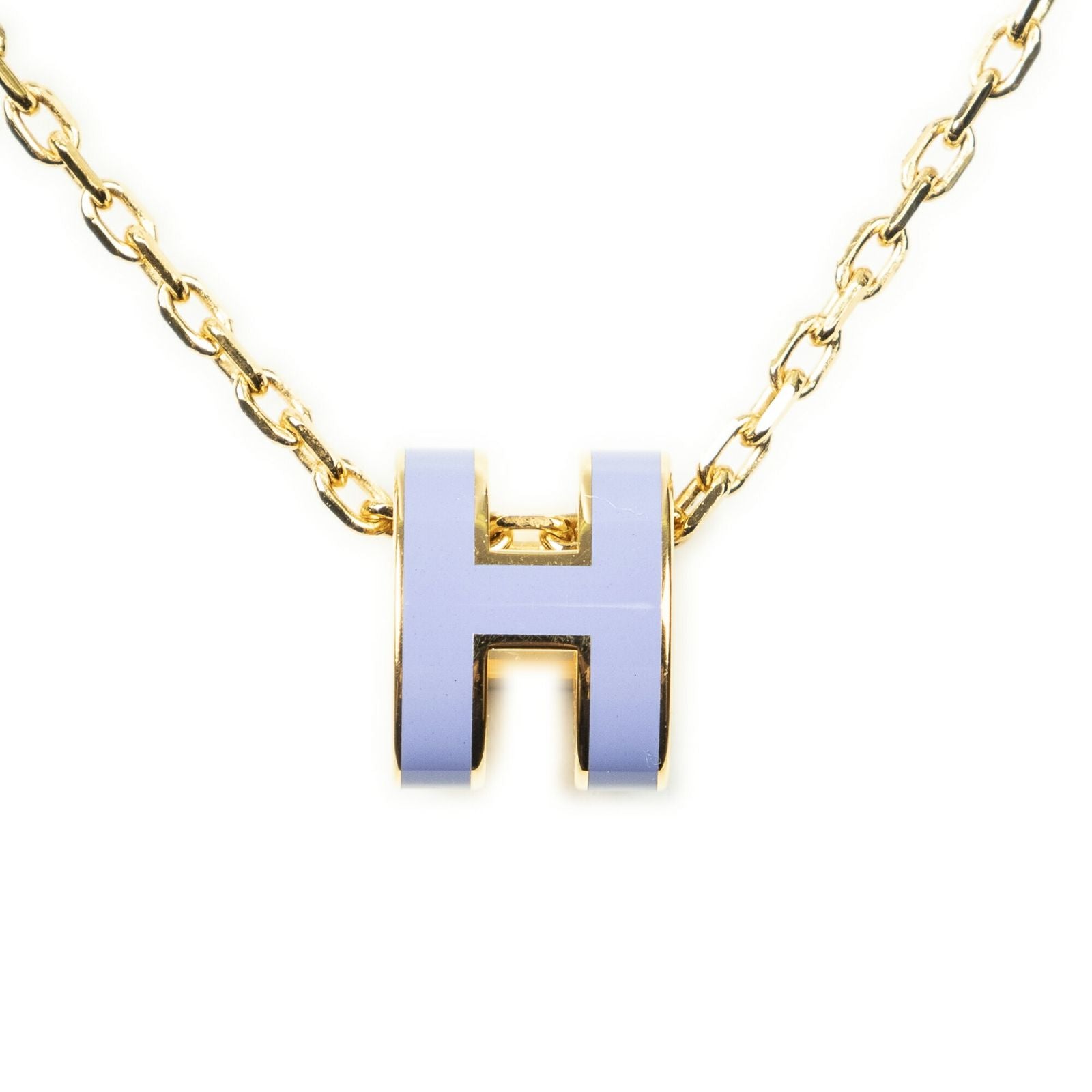 Hermes Mini Pop Pendant Necklace Purple Gold Plated — view 2