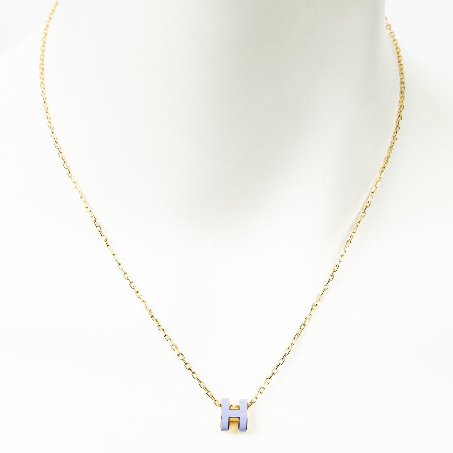 Hermes Mini Pop Pendant Necklace Purple Gold Plated