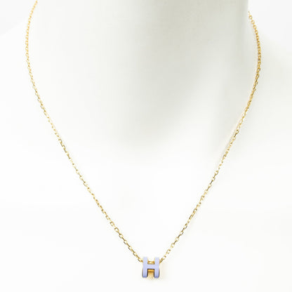 Hermes Mini Pop Pendant Necklace Purple Gold Plated