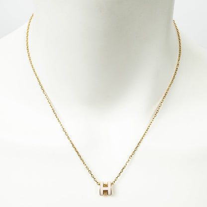 Hermes Mini Pop Pendant Necklace Pink Gold Plated
