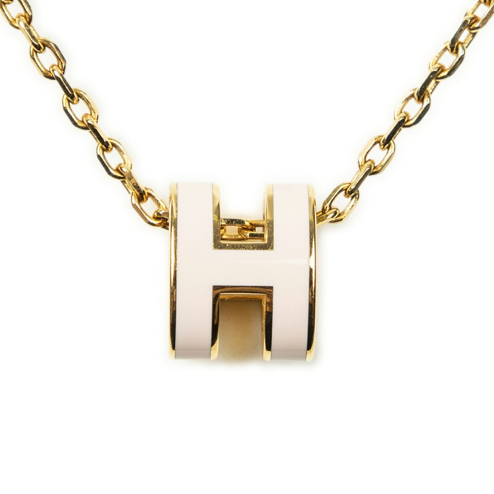 Hermes Mini Pop Pendant Necklace Pink Gold Plated — view 2
