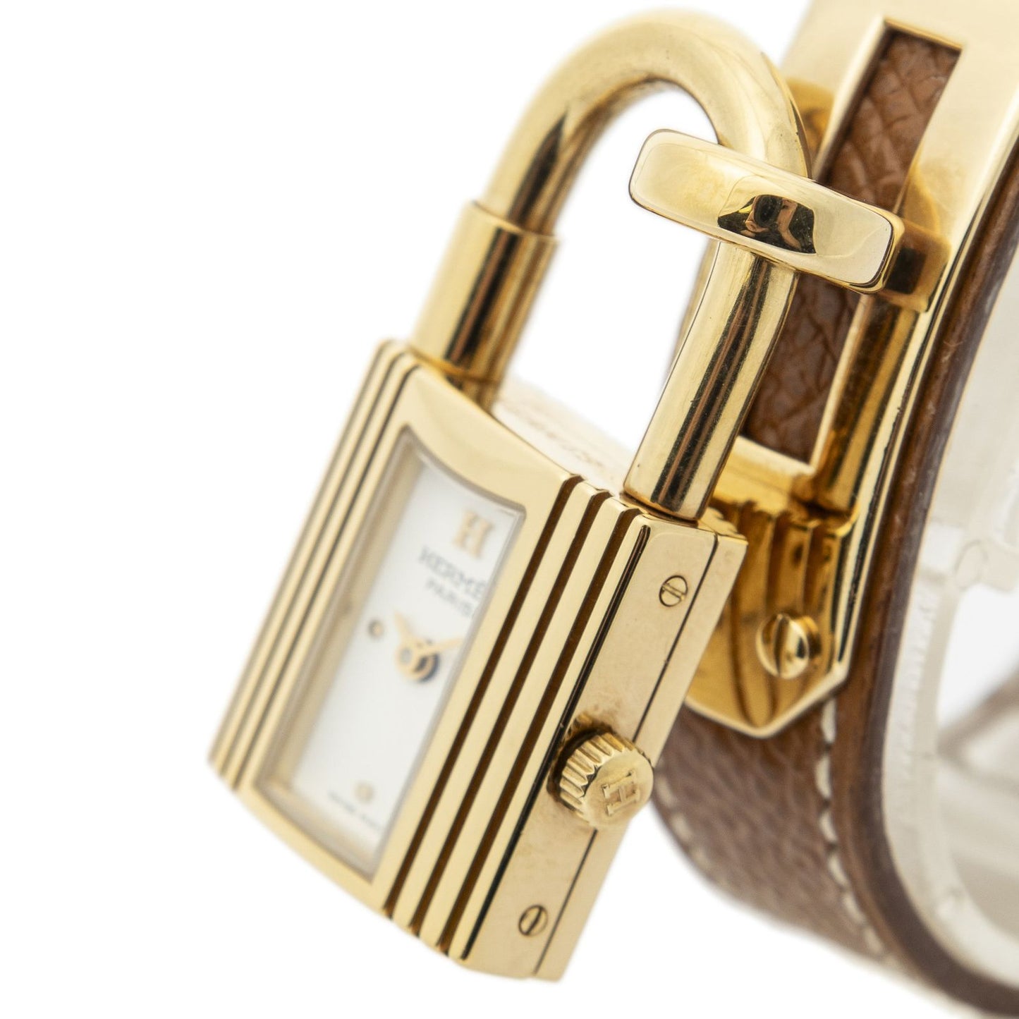 Hermes Kelly Watch Brown Courchevel Leather — view 2