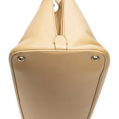 Prada Front Pocket Braided Tote Beige Saffiano Leather — view 7