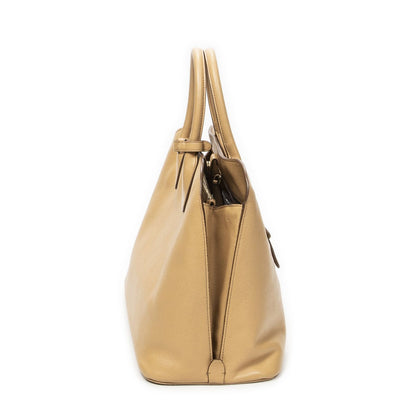 Prada Front Pocket Braided Tote Beige Saffiano Leather — view 4