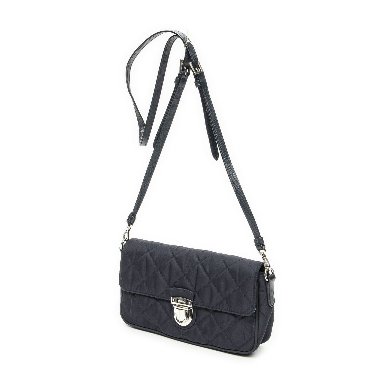 Prada Rectangle Flap Crossbody Navy Tessuto Impunto Canvas — view 2