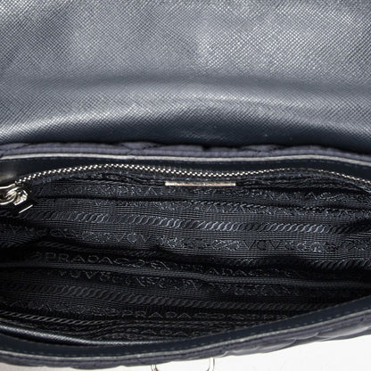 Prada Rectangle Flap Crossbody Navy Tessuto Impunto Canvas — view 9