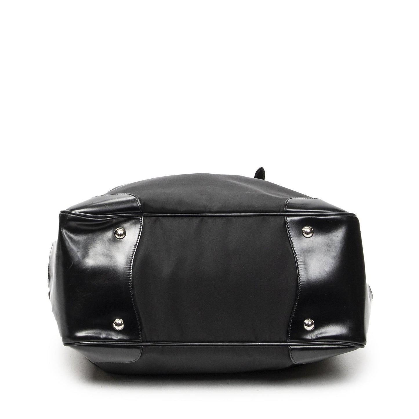 Prada Frame Dome Tote Black Nylon Canvas — view 6
