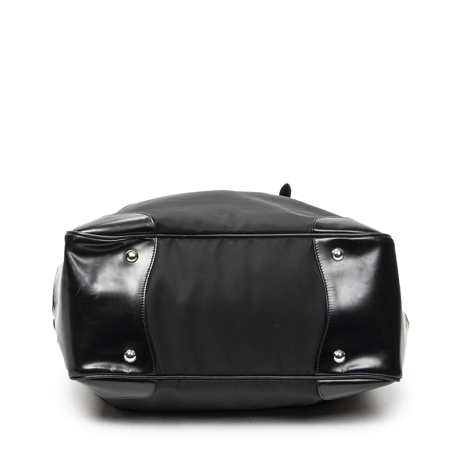 Prada Frame Dome Tote Black Nylon Canvas — view 6