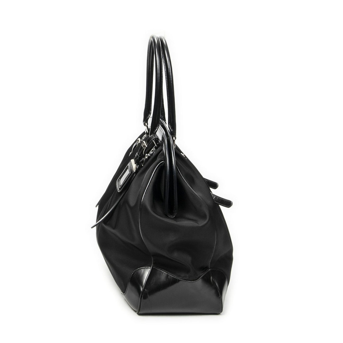 Prada Frame Dome Tote Black Nylon Canvas — view 3