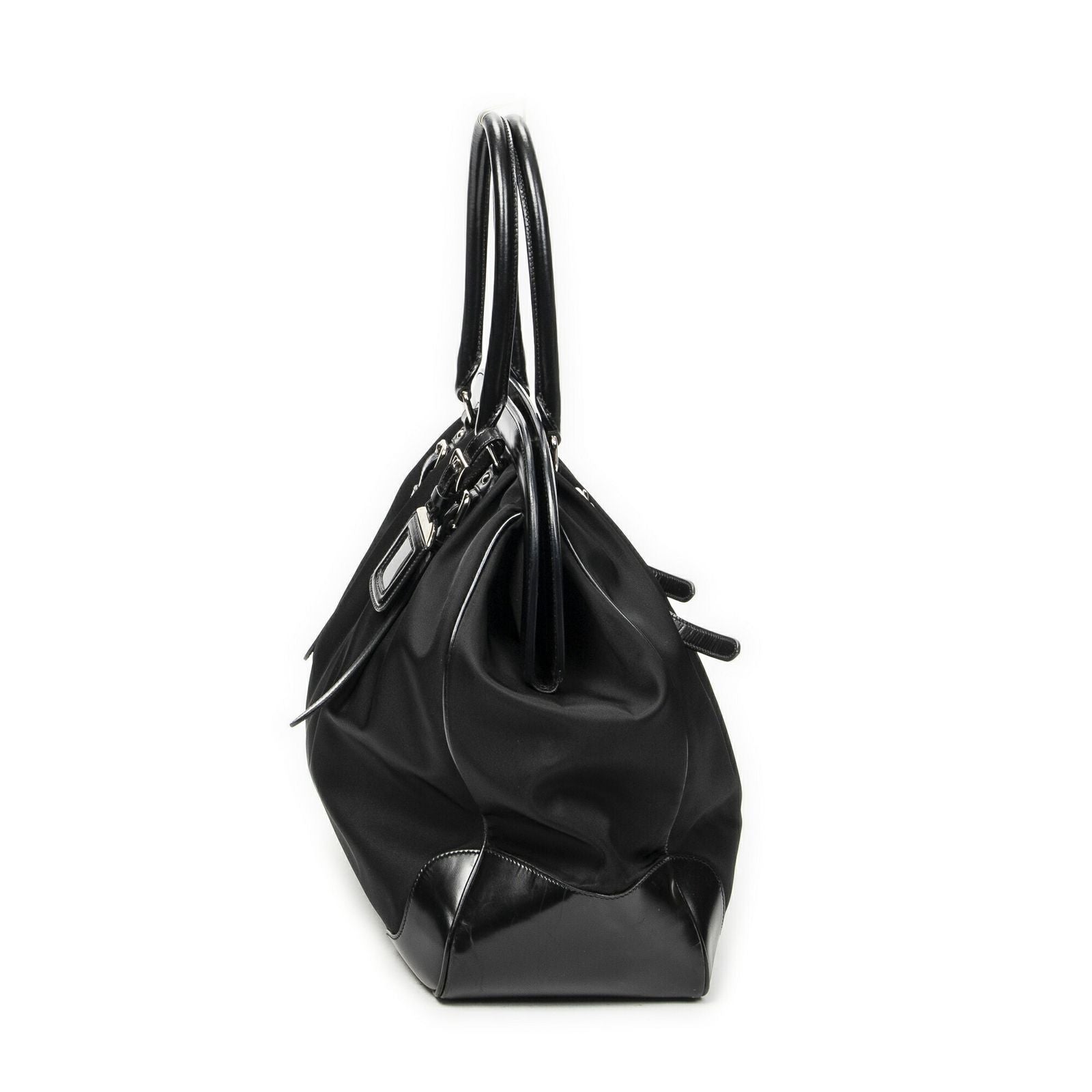 Prada Frame Dome Tote Black Nylon Canvas — view 3
