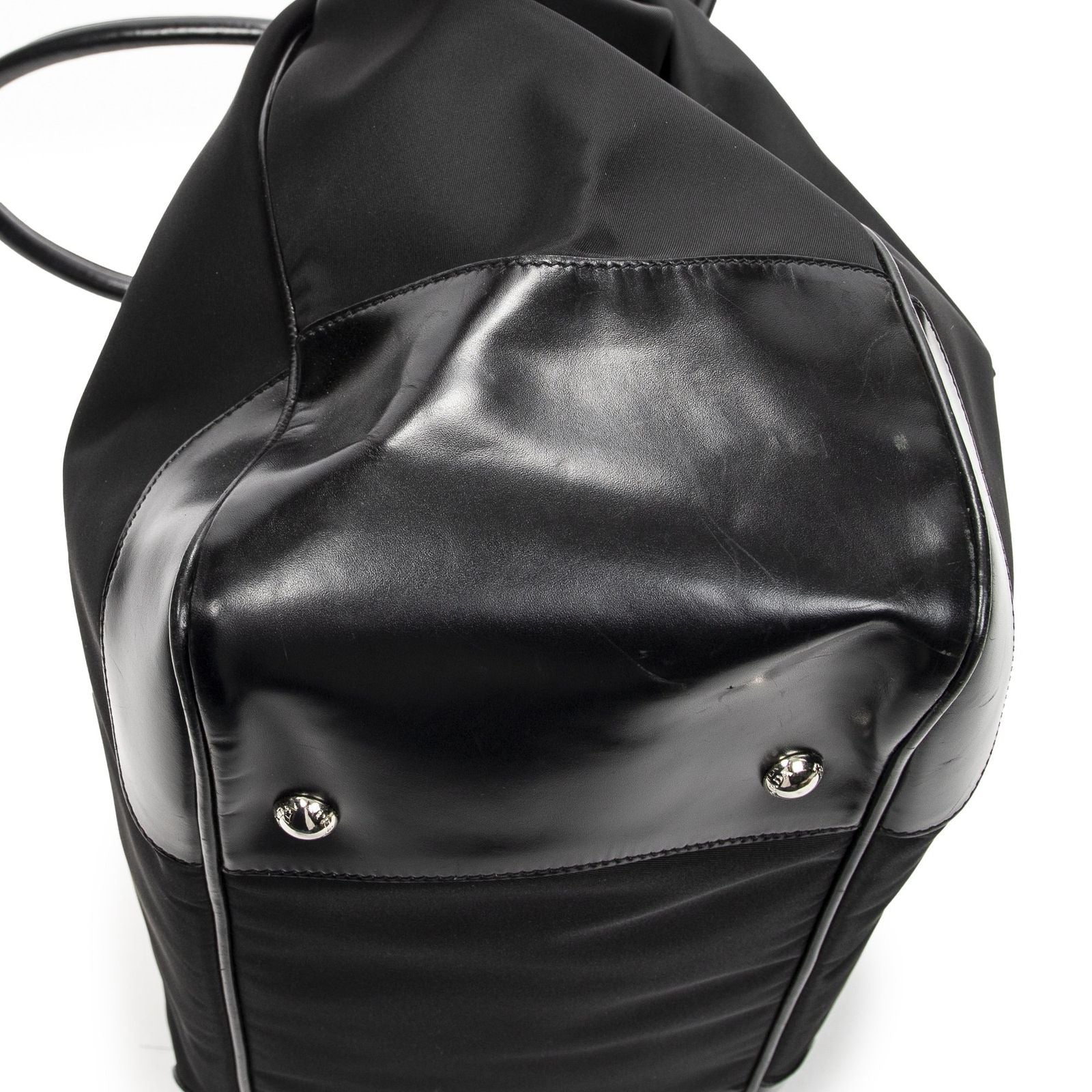 Prada Frame Dome Tote Black Nylon Canvas — view 7