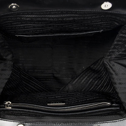 Prada Frame Dome Tote Black Nylon Canvas — view 9