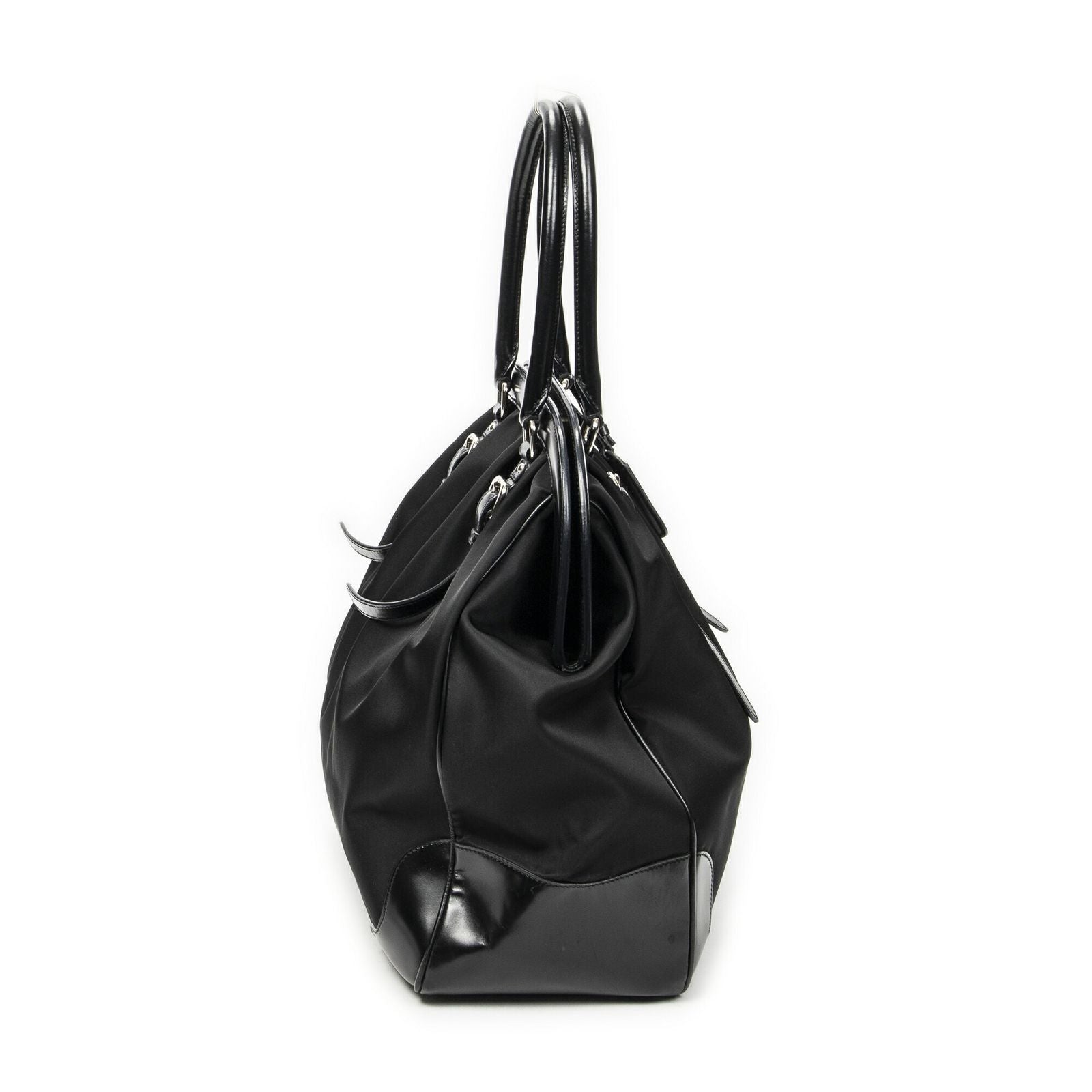 Prada Frame Dome Tote Black Nylon Canvas — view 4