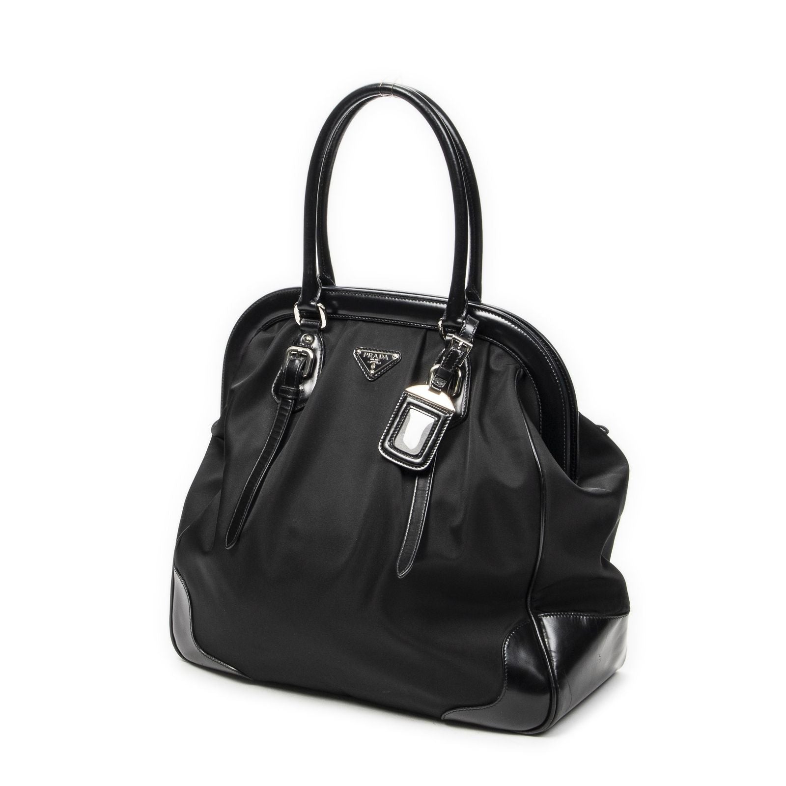 Prada Frame Dome Tote Black Nylon Canvas — view 2