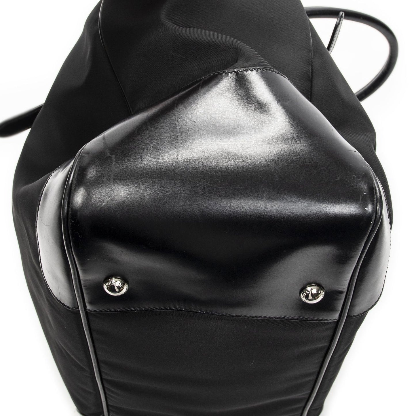 Prada Frame Dome Tote Black Nylon Canvas — view 8